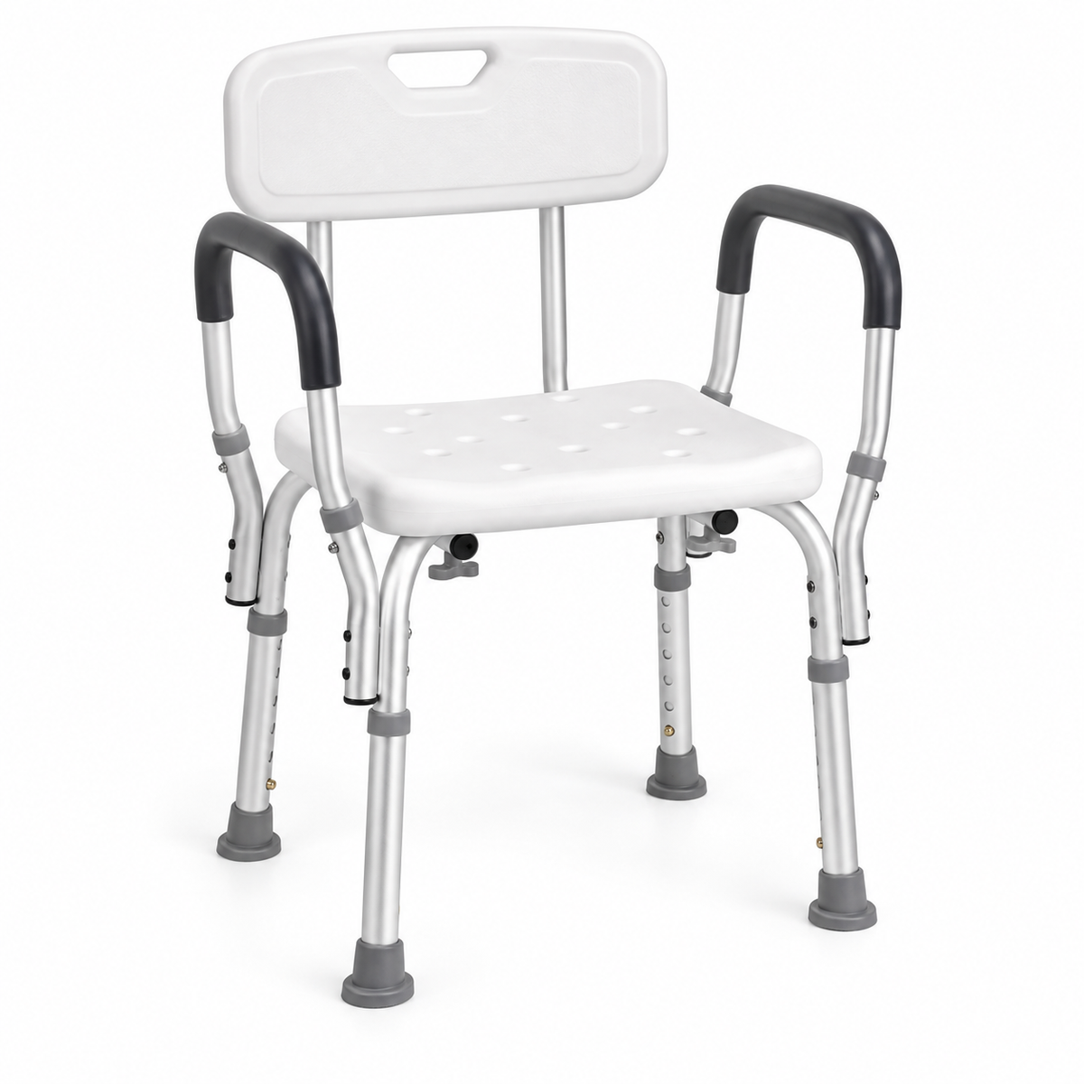 White ShowerSafe chair with back and arms
