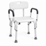 White ShowerSafe chair with back and arms