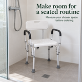ShowerSafe chair in a walk-in shower